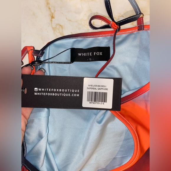 NWT White Fox Blue/Orange Swirl Maybe Later Mini Dress - Picture 8 of 9